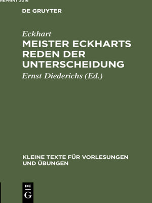 cover image of Meister Eckharts Reden der Unterscheidung
